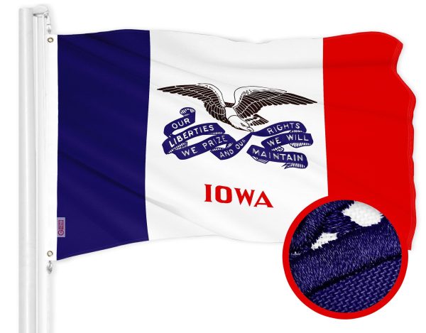 G128 Combo Pack: American USA Flag 3x5 Ft & Iowa IA Deluxe State Flag 3x5 Ft | Both ToughWeave Series Embroidered Polyester, Brass Grommets - Image 2