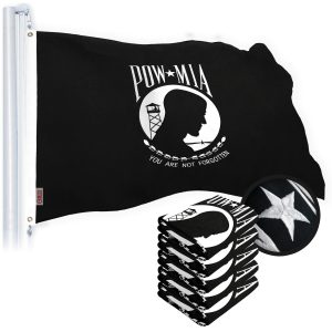 G128 POW MIA Flag 4x6 FT 5-Pack Embroidered Spun Polyester