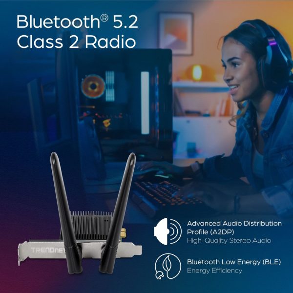 TRENDnet TEW-907ECH IEEE 802.11ax Bluetooth 5.2 Dual Band Wi-Fi/Bluetooth Combo Adapter for Desktop Computer - TAA Compliant - Image 5