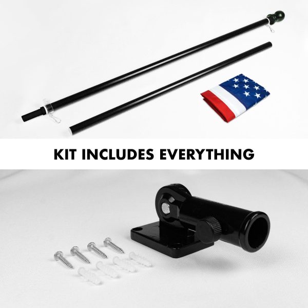 G128 - 5 Feet Tangle Free Spinning Flagpole (Black) American Flag Pole Sleeve Embroidered 2.5x4 ft American Flag Pole Sleeve (Flag Included) Aluminum Flag Pole - Image 2