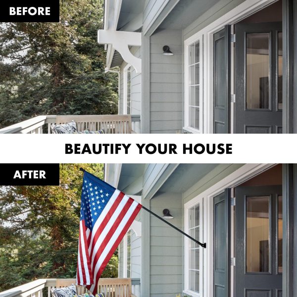 G128 - 5 Feet Tangle Free Spinning Flagpole (Black) American Flag Pole Sleeve Embroidered 2.5x4 ft American Flag Pole Sleeve (Flag Included) Aluminum Flag Pole - Image 3