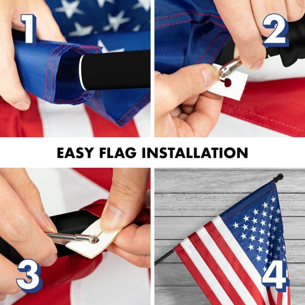 G128 - 5 Feet Tangle Free Spinning Flagpole (Black) American Flag Pole Sleeve Embroidered 2.5x4 ft American Flag Pole Sleeve (Flag Included) Aluminum Flag Pole - Image 7