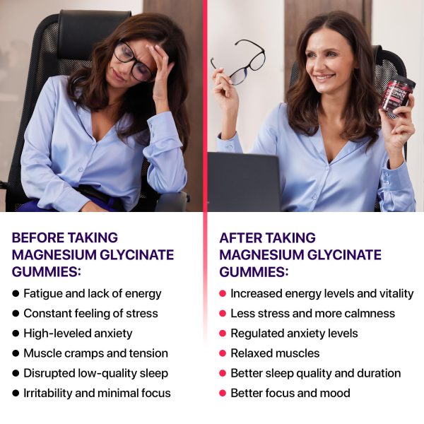 Magnesium Glycinate Gummies for Adults – 400mg Chewable Magnesium Gummies for Adults with 200mg Malate, B6 for Sleеp Support, Sugar-Free and Vegan Chews for Wellness - Image 8