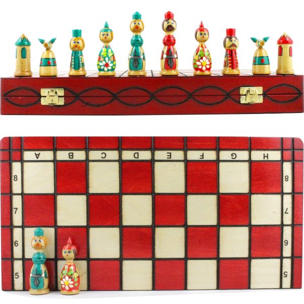 Unique Themed Chess Set with Matryoshka Dolls   Christmas Russian Nesting Dolls   Handmade Wooden Chess Pieces Russian Souvenir   Cool Russian Gifts - Image 2