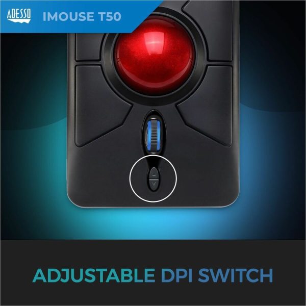 Adesso iMouse T50 - Wireless Programmable Ergonomic Trackball Mouse - Image 5