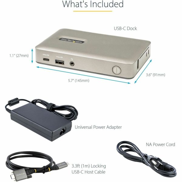 StarTech.com USB C Dock, USB-C to DisplayPort 4K 30Hz or VGA, 65W PD3.0, 4-Port USB 3.1 Gen 1 Hub, GbE, Universal USB C Docking Station - Image 7
