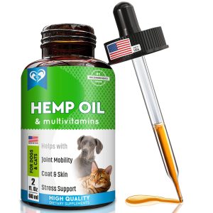 Cat & Dog Hemp Oil Drops   Pet Calming Anti Anxiety & Herbal Stress Relief   Natural Organic Liquid Medication for Arthritis & Hip Joint Pain Releaf   Dog Sedative Supplements Made in USA