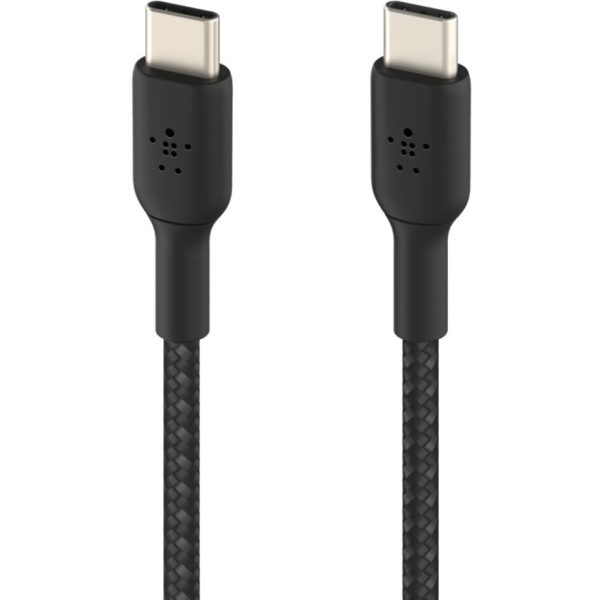 Belkin 60W USB-C to USB-C Cable - 480 Mbps - Nylon, Braided - M/M - 2m/6.6ft - Black - Image 2