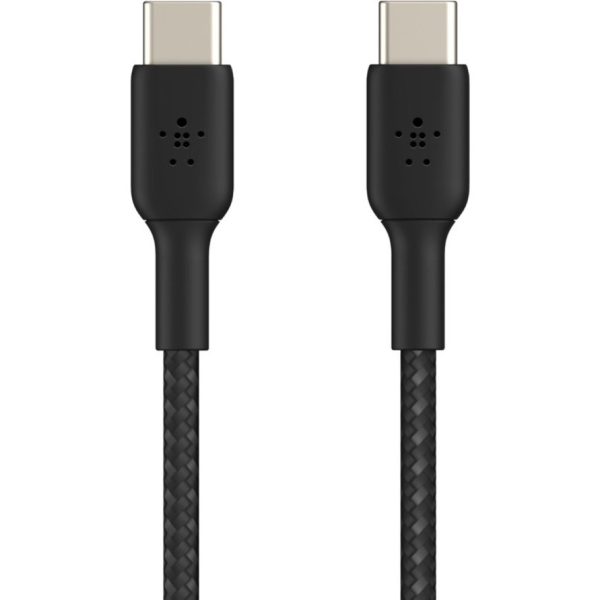 Belkin 60W USB-C to USB-C Cable - 480 Mbps - Nylon, Braided - M/M - 2m/6.6ft - Black - Image 3