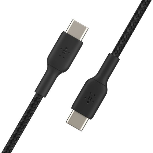 Belkin 60W USB-C to USB-C Cable - 480 Mbps - Nylon, Braided - M/M - 2m/6.6ft - Black - Image 4