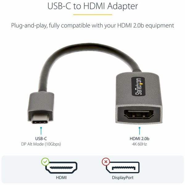 StarTech.com USB C to HDMI Adapter Dongle, 4K 60Hz, HDR10, USB-C to HDMI 2.0b Converter, USB Type-C DP Alt Mode to HDMI Monitor/Display - Image 3