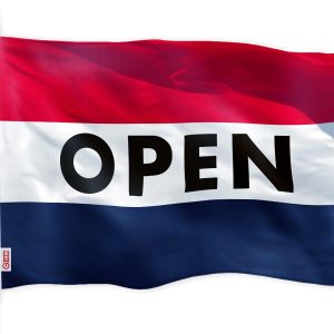 G128 Open Flag | 4x6 Ft | LiteWeave Pro Series Printed 150D Polyester | Commercial Business Flag, Indoor/Outdoor, Vibrant Colors, Brass Grommets, Thicker and More Durable Than 100D 75D Polyester