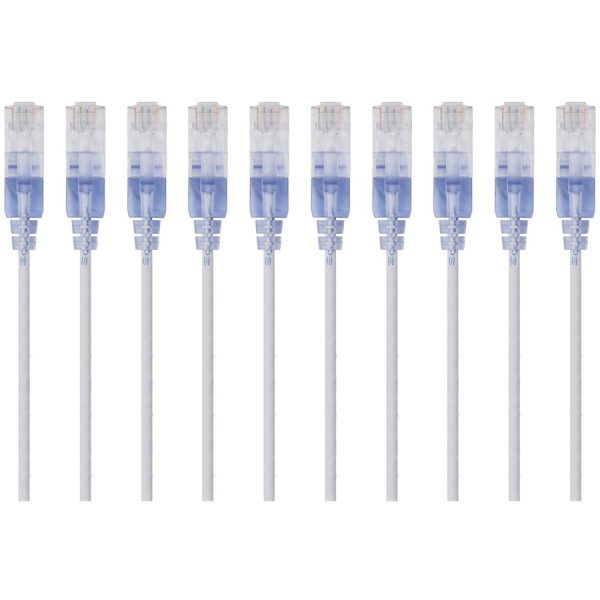 Monoprice 10-Pack, SlimRun Cat6A Ethernet Network Patch Cable, 1ft White