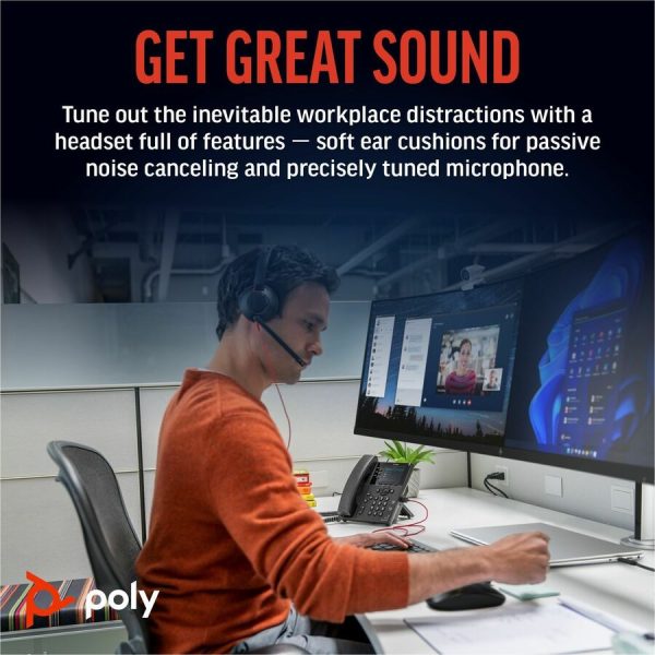 Poly Blackwire 5220 Stereo USB-C Headset + 3.5mm Plug + USB-C/A Adapter - Image 3