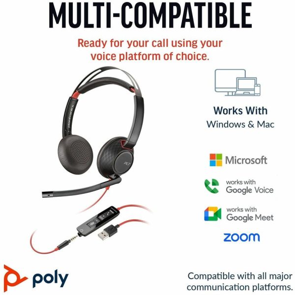 Poly Blackwire 5220 Stereo USB-C Headset + 3.5mm Plug + USB-C/A Adapter - Image 6