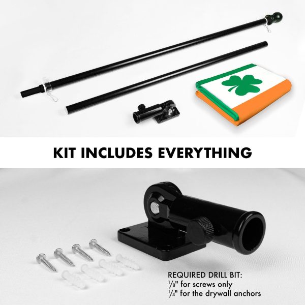 G128 Combo Pack: 6 Feet Tangle Free Spinning Flagpole (Black) Ireland Irish Shamrock Flag 3x5 ft Printed 150D Brass Grommets (Flag Included) Aluminum Flag Pole - Image 2