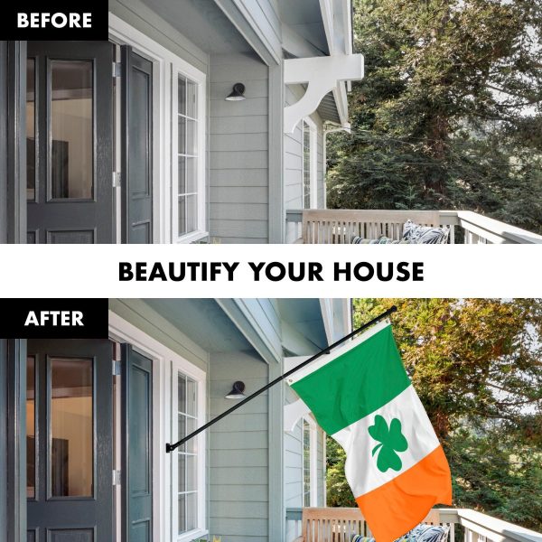 G128 Combo Pack: 6 Feet Tangle Free Spinning Flagpole (Black) Ireland Irish Shamrock Flag 3x5 ft Printed 150D Brass Grommets (Flag Included) Aluminum Flag Pole - Image 3