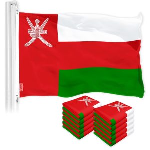 G128 10 Pack: Oman Omani Flag | 3x5 Ft | LiteWeave Pro Series Printed 150D Polyester | Country Flag, Indoor/Outdoor, Vibrant Colors, Brass Grommets, Thicker and More Durable Than 100D 75D Polyester