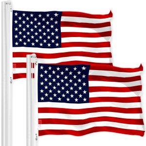 G128 2 Pack: American USA Flag | 4x6 Ft | LiteWeave Pro Series Printed 150D Polyester | Country Flag, Indoor/Outdoor, Vibrant Colors, Brass Grommets, Thicker and More Durable Than 100D 75D Polyester