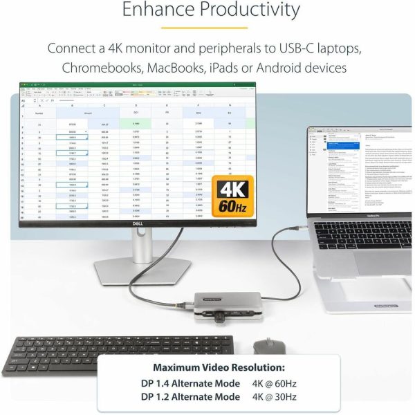 StarTech.com USB C Multiport Adapter, USB C to 4K 60Hz HDMI 2.0, 2-Port 10Gbps USB Hub, 100W Power Delivery Pass-through, GbE, SD/MicroSD - Image 2