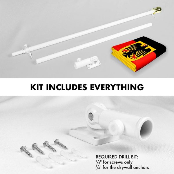 G128 Combo Pack: Flag Pole 6 FT White Tangle Free & Germany German Ensign Flag 3x5 FT Printed 150D Polyester - Image 2