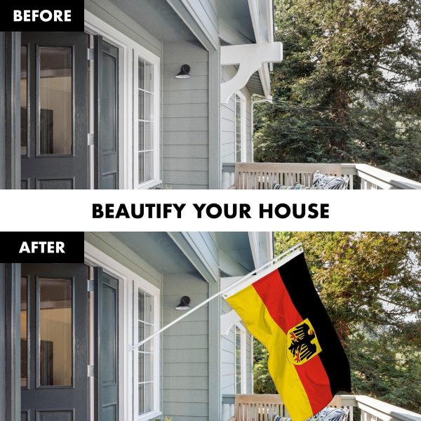 G128 Combo Pack: Flag Pole 6 FT White Tangle Free & Germany German Ensign Flag 3x5 FT Printed 150D Polyester - Image 3