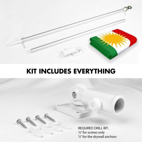 G128 Combo Pack: 6 Ft Tangle Free Aluminum Spinning Flagpole (Silver) & Kurdistan Region Flag 3x5 Ft, LiteWeave Pro Series Printed 150D Polyester | Pole with Flag Included - Image 2