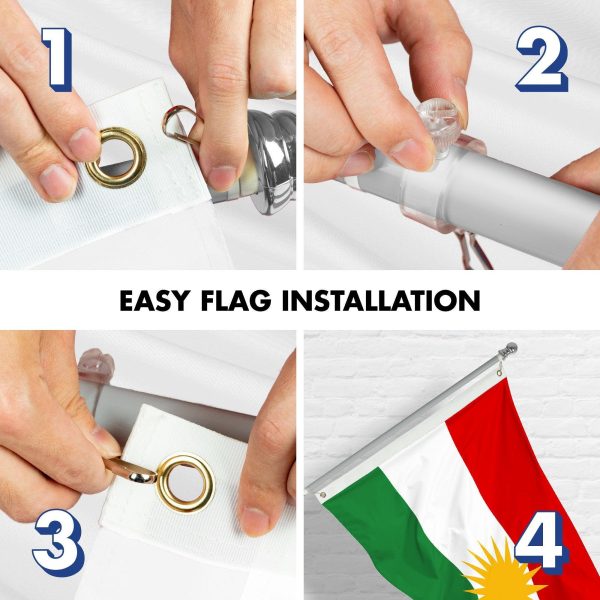 G128 Combo Pack: 6 Ft Tangle Free Aluminum Spinning Flagpole (Silver) & Kurdistan Region Flag 3x5 Ft, LiteWeave Pro Series Printed 150D Polyester | Pole with Flag Included - Image 7