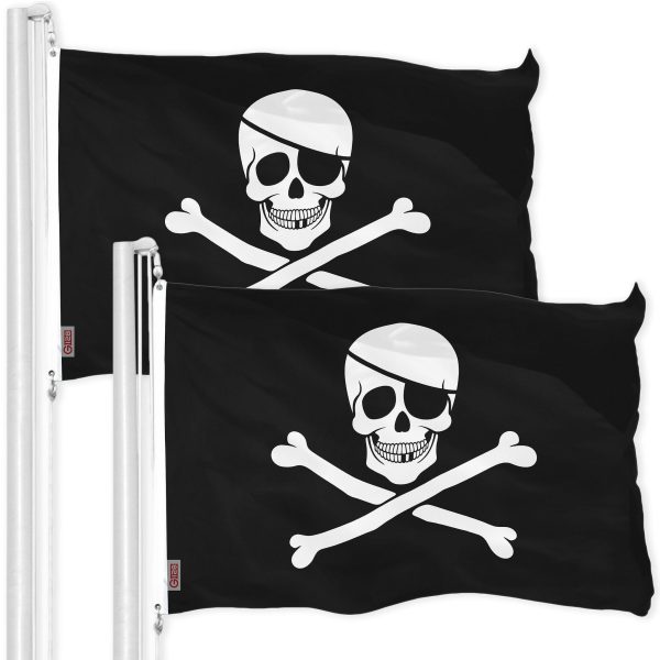 Jolly Roger Pirate Bones Flag 3x5 Ft 2-Pack Printed 150D Polyester By G128