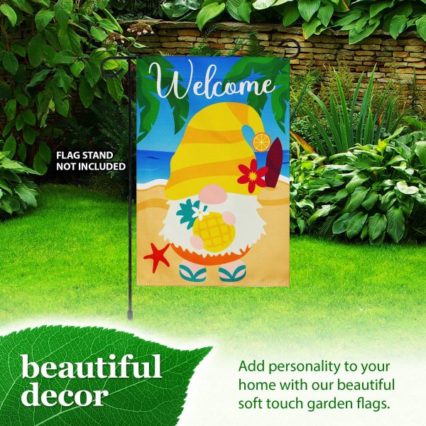 G128 Garden Flag Welcome Gnome at Beach with Pineapple 12"x18" Blockout Fabric - Image 8