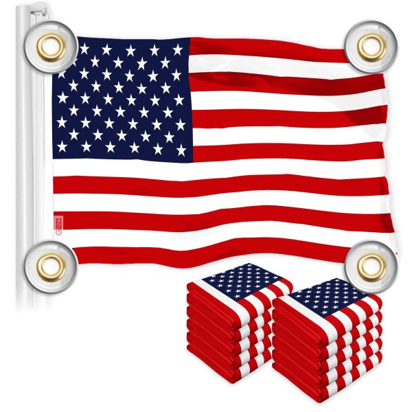 G128 10 Pack: American USA Flag | 3x5 Ft | LiteWeave Pro Series Printed 150D Polyester, 4 Corner Brass Grommets | Country Flag, Vibrant Colors, Perfect For Balcony, More Durable Than 100D 75D Poly