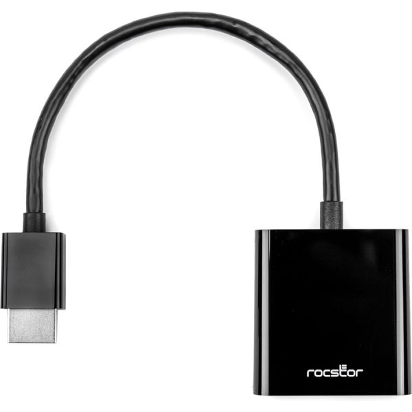 Rocstor HDMI to VGA Adapter Converter M/F - 6"- For Ultrabook, Laptop, Monitor, Projectors, Desktop PC, Laptop - 1920x1080 - 1 Pack - 1 x HDMI Male Digital Audio/Video - 1 x HD-15 Female VGA - 6 Inch - Black - ADAPTER HDMI TO VGA HD15 - Image 4