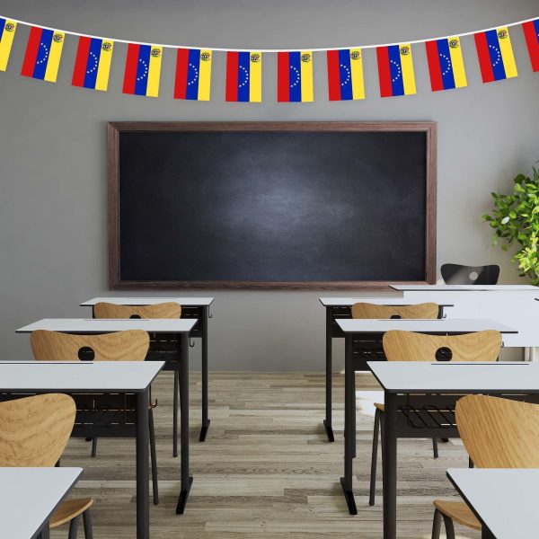 G128 Venezuela 	Venezuelan Bunting Banner | Flag 8.2 x 5.5 Inch, Full String 33 Feet | Printed 150D Polyester, Decorations For Bar, School, Festival Events Celebration - Image 4