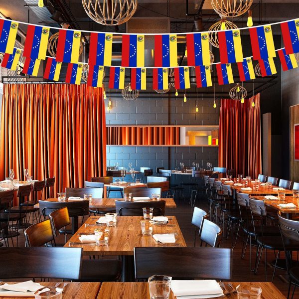 G128 Venezuela 	Venezuelan Bunting Banner | Flag 8.2 x 5.5 Inch, Full String 33 Feet | Printed 150D Polyester, Decorations For Bar, School, Festival Events Celebration - Image 5