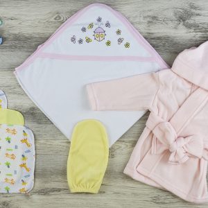 Hooded Towel, Wash Coths, Bath Mittens And Robe Ls_0623