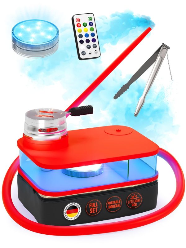 Red Hookah Set   Premium Portable Hookah Set With Everything And Bag