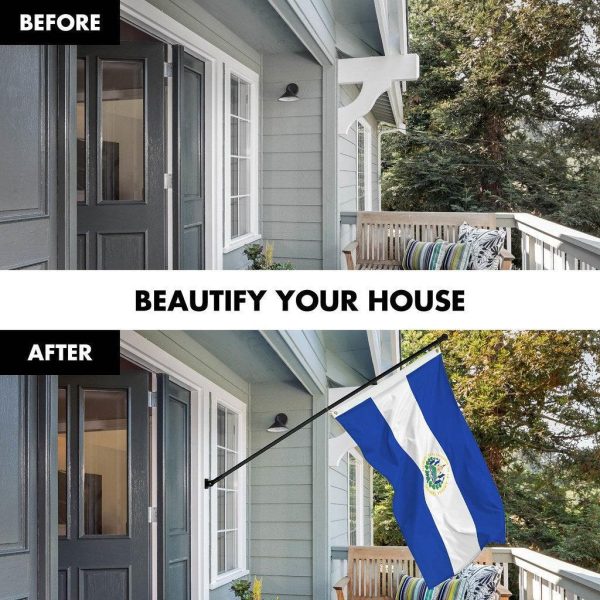 G128 Combo Pack: 6 Ft Tangle Free Spinning Flagpole (Black) & El Salvador Flag 3x5 Ft Printed 150D Polyester, Brass Grommets (Flag Included) Aluminum Flag Pole - Image 3