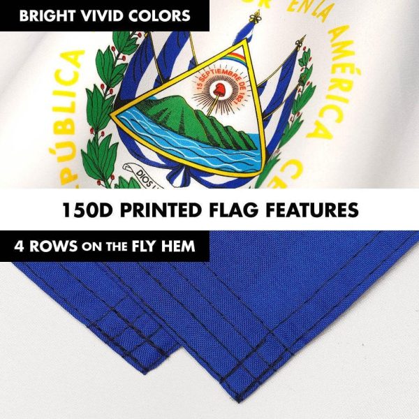 G128 Combo Pack: 6 Ft Tangle Free Spinning Flagpole (Black) & El Salvador Flag 3x5 Ft Printed 150D Polyester, Brass Grommets (Flag Included) Aluminum Flag Pole - Image 5