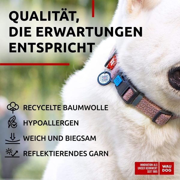Reflective Cotton Dog Collar Eco Friendly Alt to Nylon Collar for Small Medium and Large Dogs   Pet Collar with QR ID Tag   Puppy Collar for Large Breed Dogs   Adjustable Male Female Dog Collar - Image 4