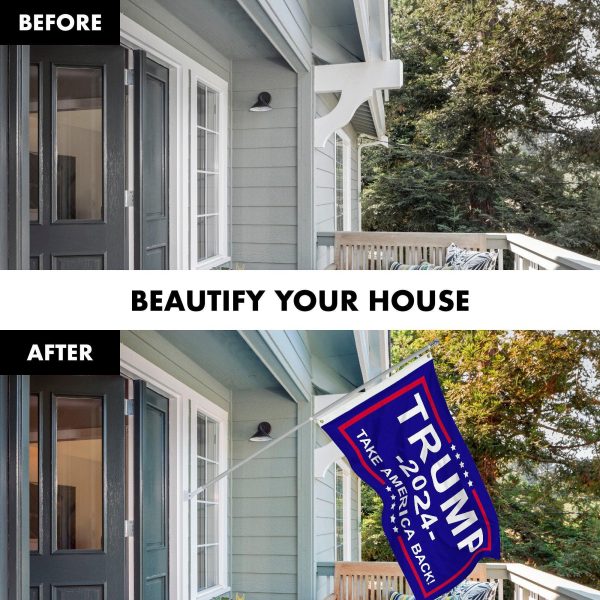 G128 Combo Pack: Flag Pole 6 FT Silver Tangle Free & Trump 2024 "Take America Back" Blue Flag 3x5 FT Printed 150D Polyester - Image 3
