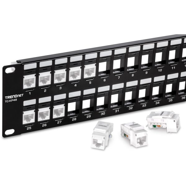 TRENDnet 48-Port Blank Keystone 2U HD Patch Panel, 2U 19" Rackmount Housing, HD Keystone Network Patch Panel, Recommended With TC-K25C6 & TC-K50C6 Cat6 Keystone Jacks (Sold Separately), Black, TC-KP48 - Image 3