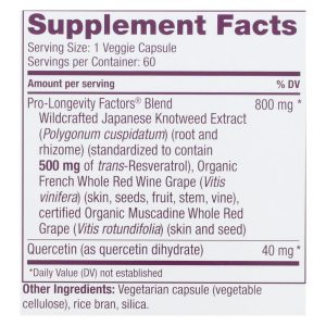 Reserveage Nutrition - Supp Resveratrol 500mg - 1 Each-60 VCAP
