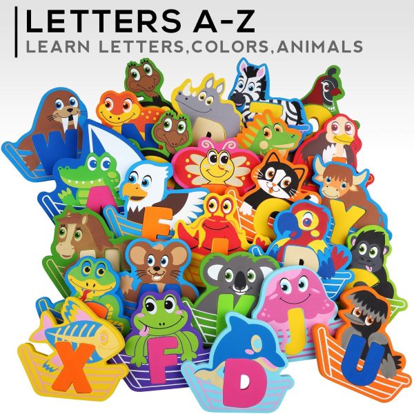 Non Toxic Foam Bath Toys for Boys Girls   Wet & Stick   Bathtub Alphabet with Toy Organizer   Educational Floating Toys Early Learning Puzzles   Fun Letters Animals Colors   Set of 52 Pcs with eBook - Image 2