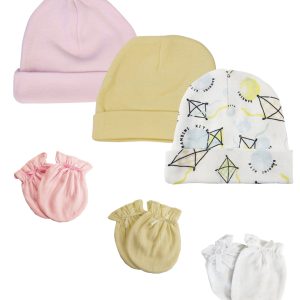 Baby Girls Caps And Mittens (pack Of 6) Nc_0357