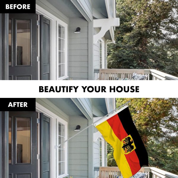G128 Combo Pack: Flag Pole 6 FT Silver Tangle Free & Germany German Ensign Flag 3x5 FT Printed 150D Polyester - Image 3