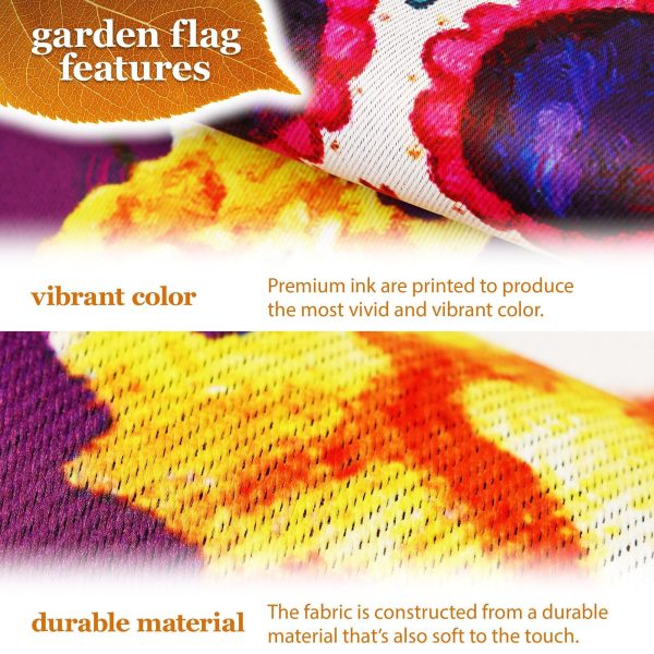 G128 Combo Pack: Garden Flag Stand Black 36 in x 16 in & Garden Flag Day of the Dead Decoration Sugar Skull 12"x18" Double-Sided Blockout Fabric - Image 3