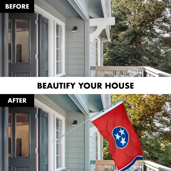 G128 Combo Pack: 5 Ft Tangle Free Aluminum Spinning Flagpole (Silver) & Tennessee TN State Flag 2x3 Ft, ToughWeave Series Embroidered 300D Polyester | Pole with Flag Included - Image 3