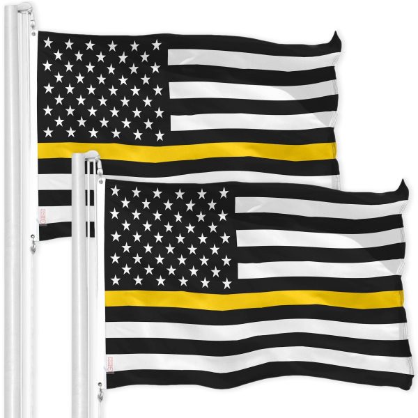 Thin Yellow Line American Flag 3x5 Ft 2-Pack Printed 150D Polyester By G128