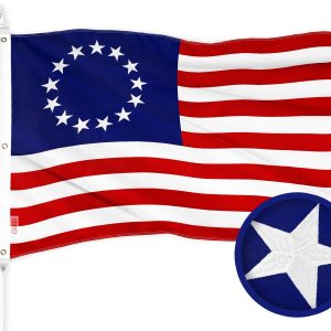 G128 Betsy Ross Flag | 6x10 Ft | ToughWeave Series Embroidered 300D Polyester | Historical Flag, Embroidered Design, Indoor/Outdoor, Brass Grommets