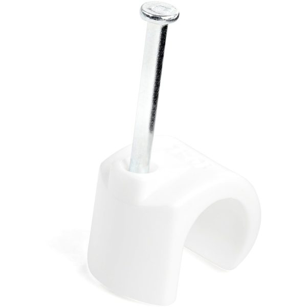 StarTech.com 100 Pk XL Cable Clips w/ Nail - Reusable Nail-in Clamps - Cord Mounting/Holding Clips - Cable Tacks Wire Fasteners White TAA - Image 2